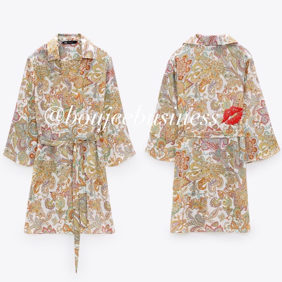 ZARA BNWT Flowy Printed Shirt Dress - Picture 9 of 10